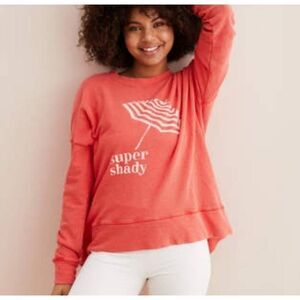 🔹️Aerie Coral "Super Shady" Thermal Knit Long Sleeve Top Small